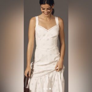 PAIGE Pallas Sweetheart Neckline White Eyelet Sleeveless Tiered Maxi Dress 0